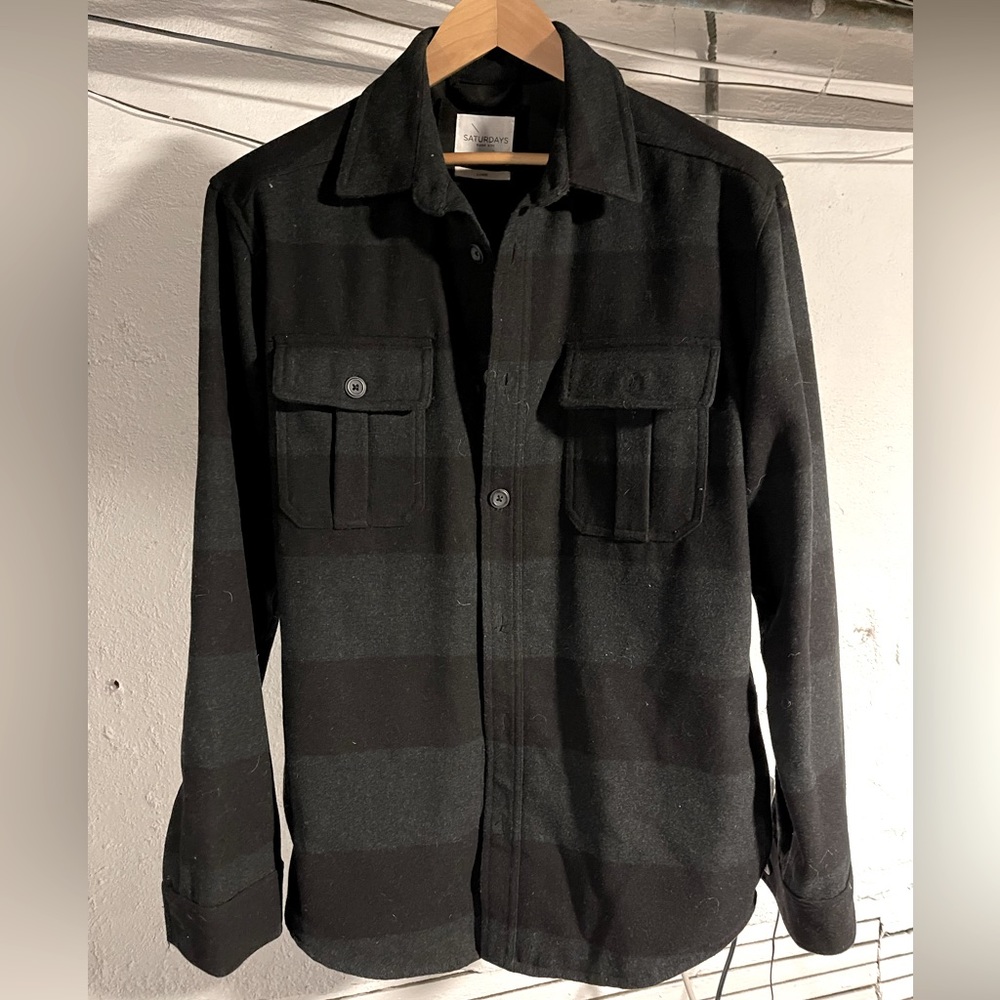 Saturdays Surf wool tailored shirt jacket fully lined. Size L